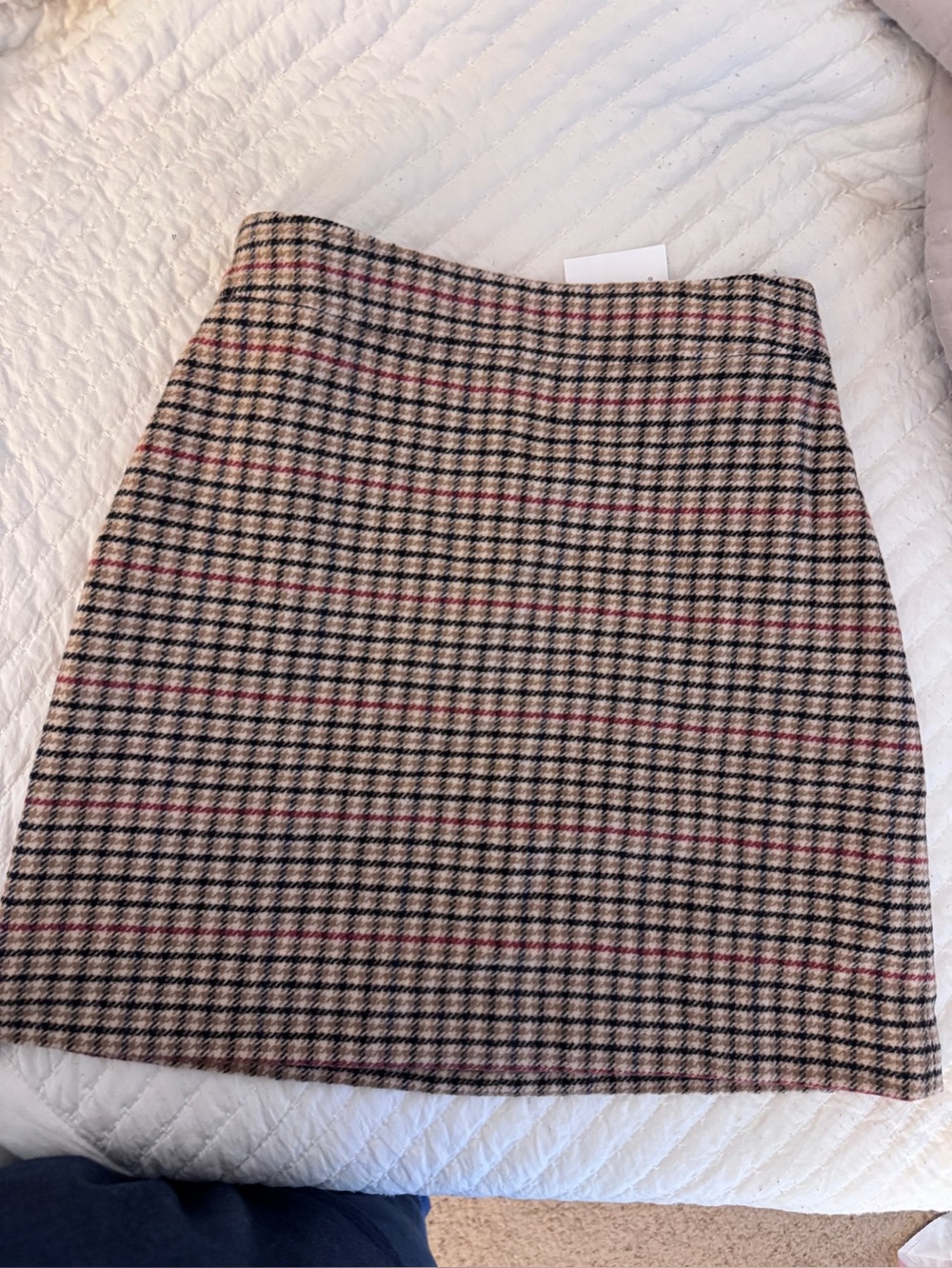 J Crew Plaid Wool Blend Mini Skirt in Beige and Black